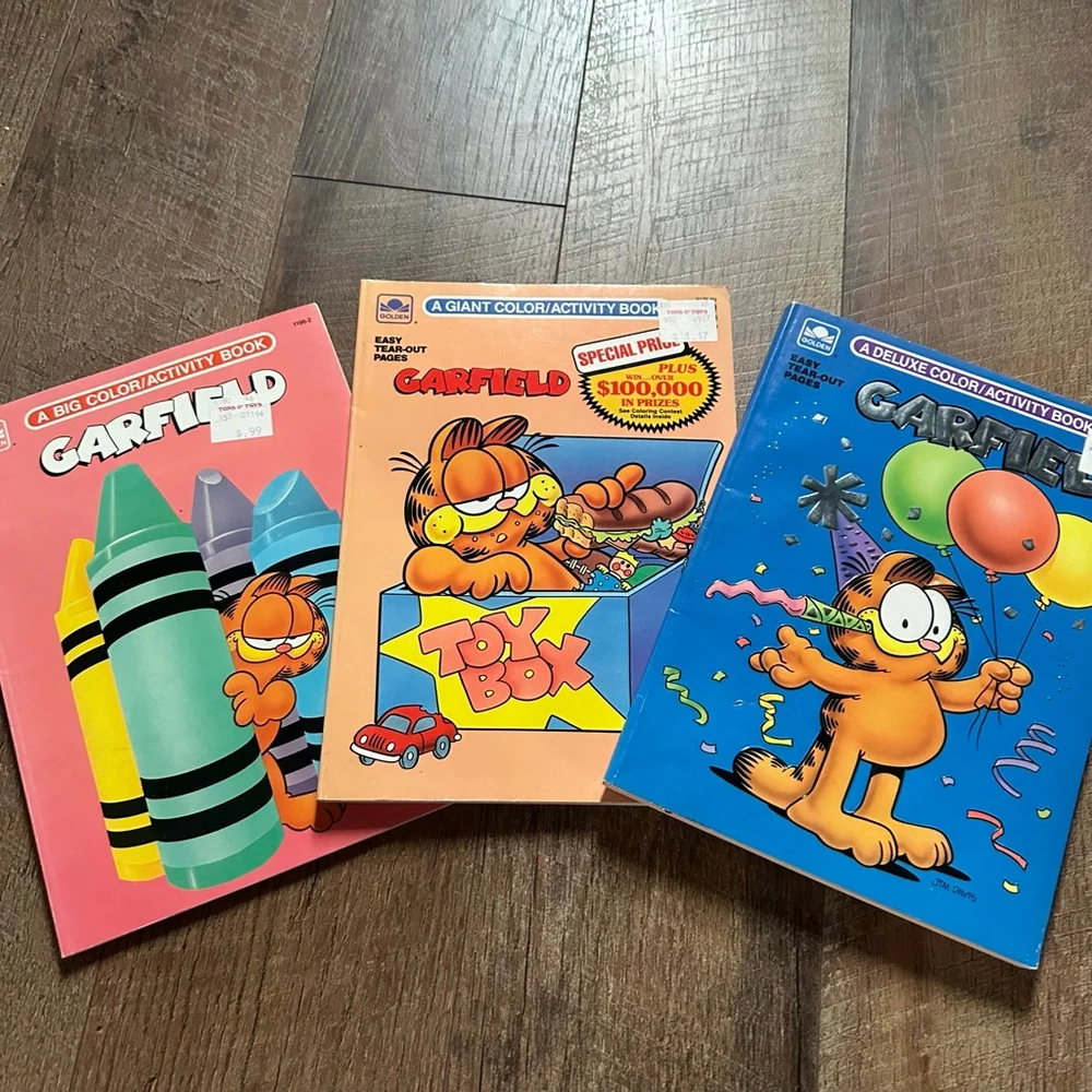 Golden Garfield Coloring Books lot (3) 1970-1980s collection